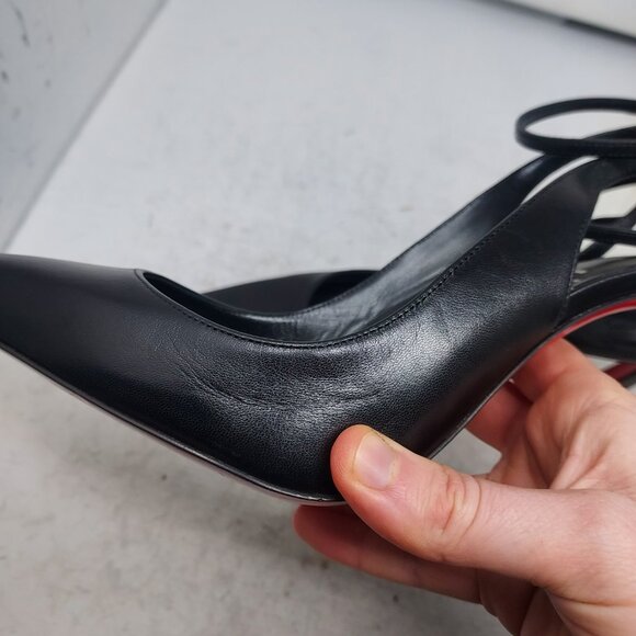 Christian Louboutin Black Strappy Condora Leather Heel Shoe - Picture 11 of 15
